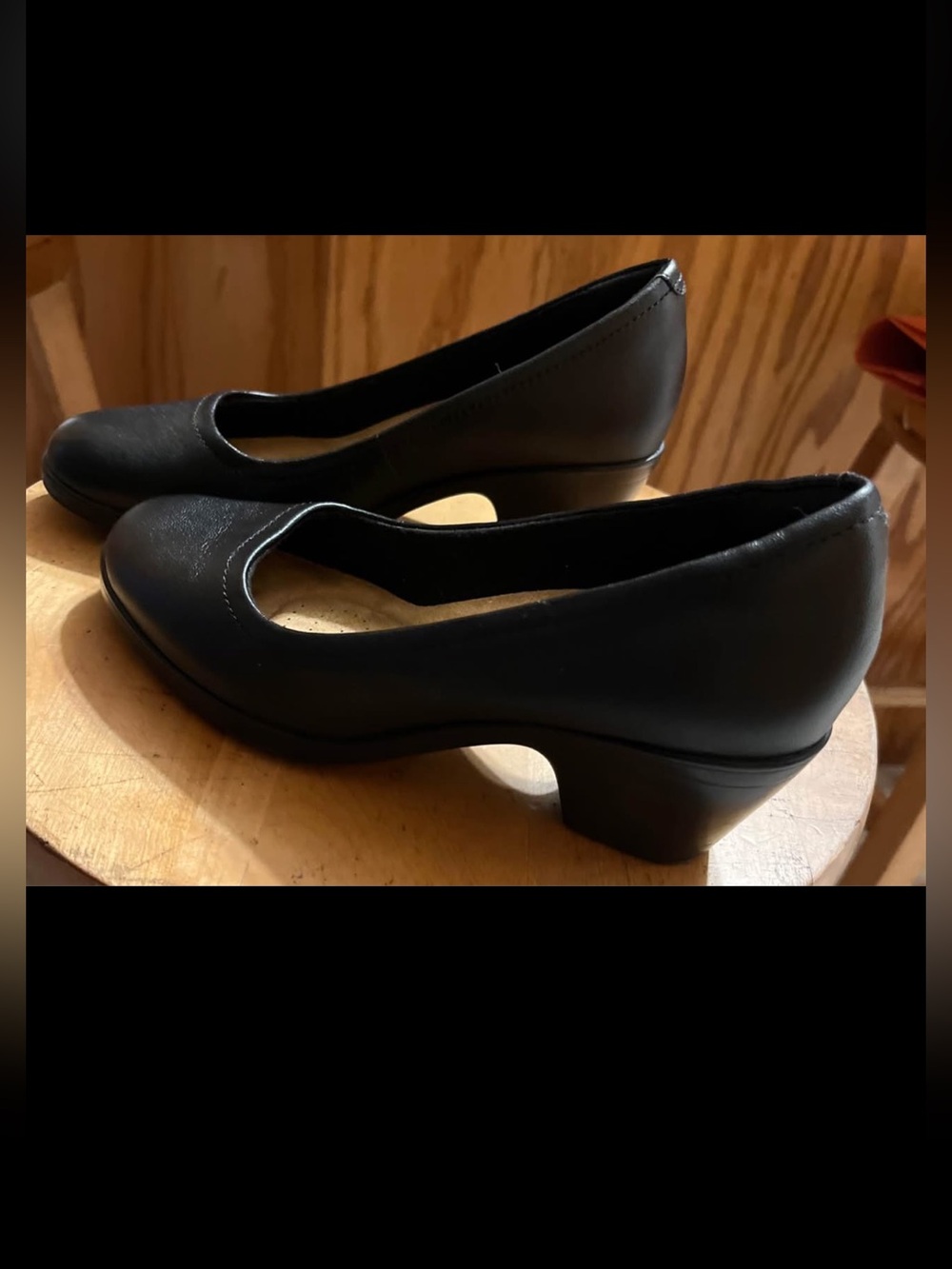 Clarks Black Low Block Heel Women's Pumps